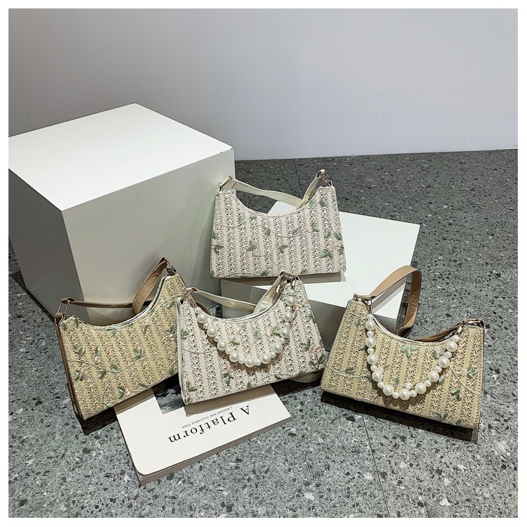 Tas Jerami Mutiara/Tas Anyaman/Tas Pesta/Tas Wanita/Tas Wanita Kekinian/Tas Bahu/Totebag/Tas Mini Wanita BAO050