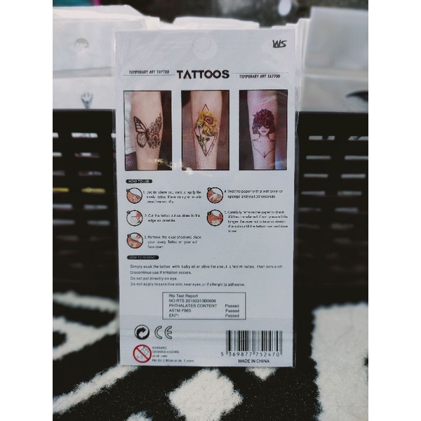 Tatto temporary hitam putih cute premium model WQ