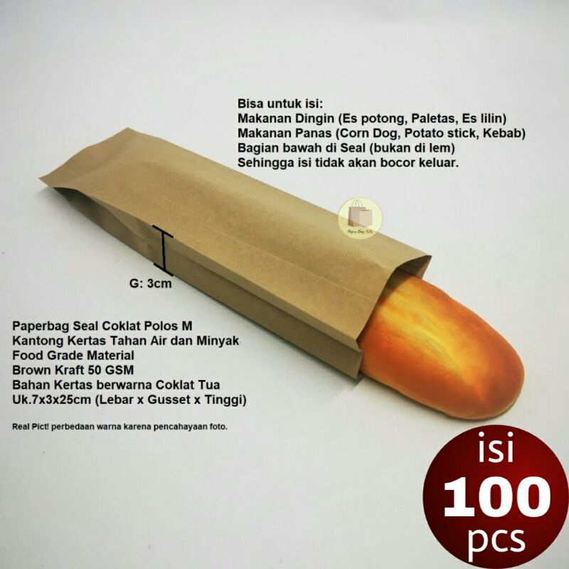 

Paperbag SEAL Kantong Kertas Cokelat M 7x3x25 cm (isi 100 pcs)