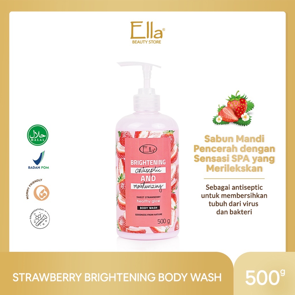 ELLA SKINCARE STRAWBERRY BRIGHTENING BODY WASH WITH LICORICE EXTRACT - SABUN ANTISEPTIC ANTI BAKTERI