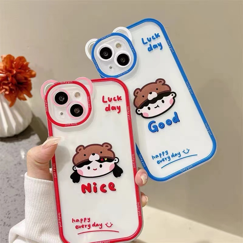 Soft Case Silikon TPU Transparan Motif Anak Laki-Laki / Perempuan Untuk IPhone 11 12 13 Pro X XR XS Max 6 6S 7 8 Plus