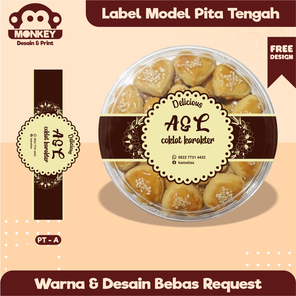 

Label Sticker Toples Kemasan Custom Bahan Cromo Model Pita Tengah FREE DESAIN