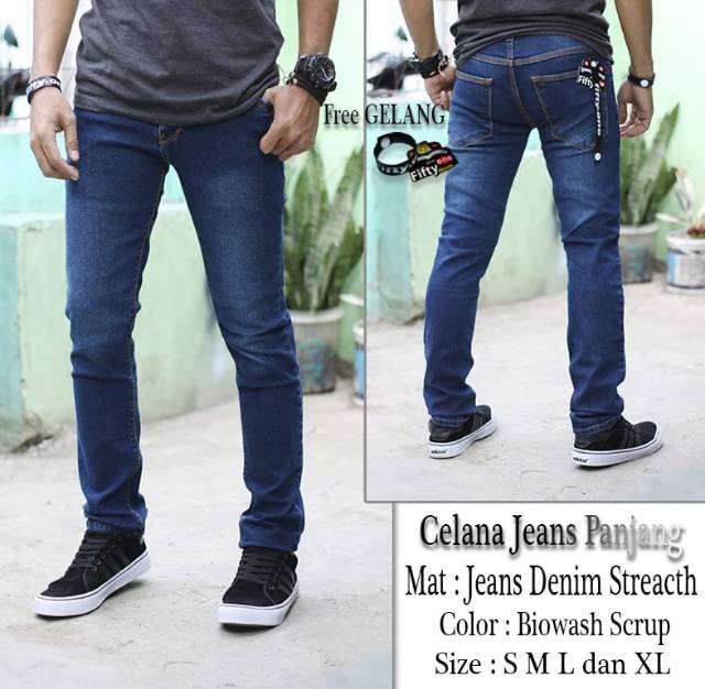 Celana Jeans Skinny  Pria Jean DENIM Size : S M L dan XL