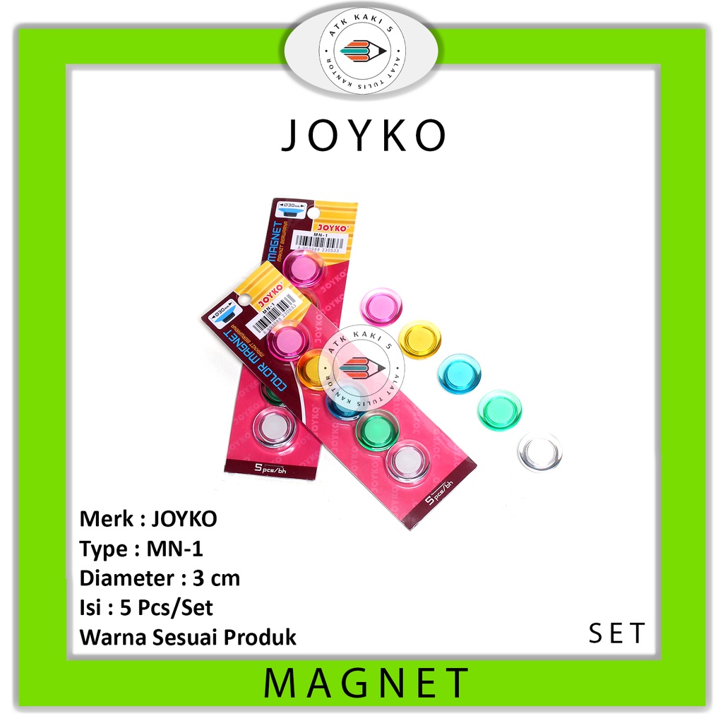 

JOYKO - Magnet Papan Tulis Whiteboard Kulkas MN-1 Bulat Transparan - SET