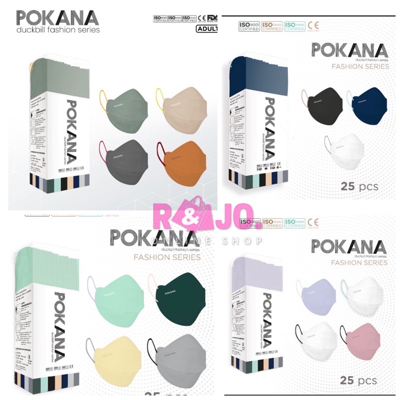 Pokana Duckbill Fashion Series 4ply Earloop Medical Mask isi 25 pcs