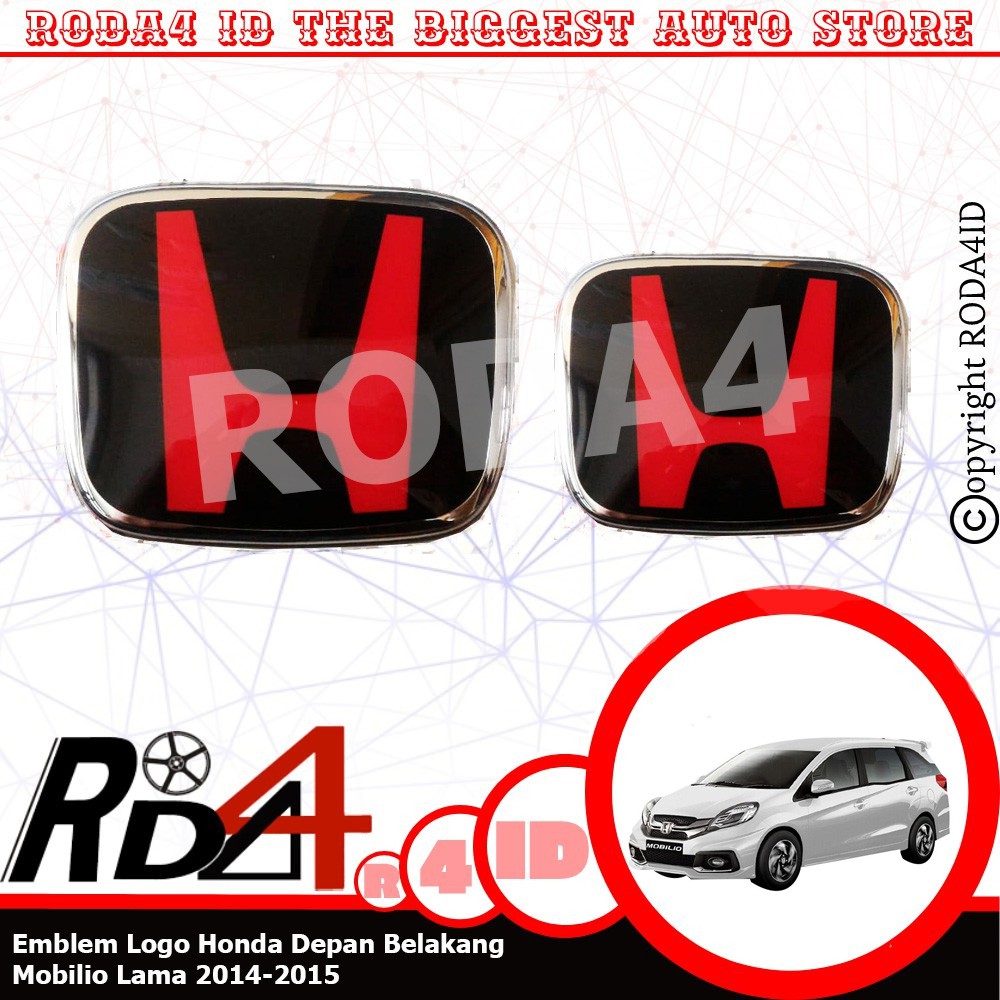 Emblem Logo Honda Depan Belakang Mobilio Lama 2014 - 2015 Hitam Merah