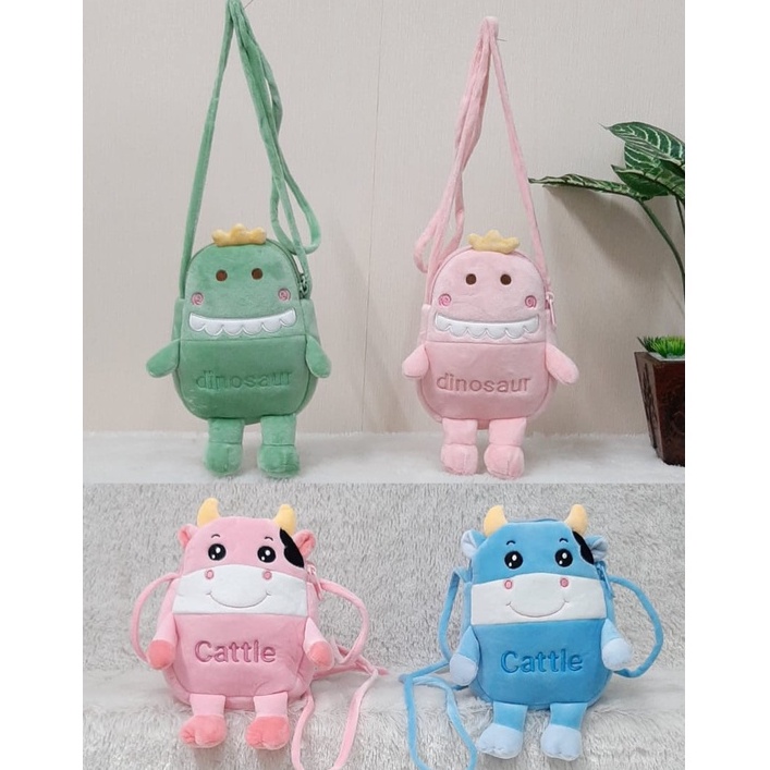 Tas Selempang Anak Slingbag Animal Dino Cow/Tas Anak Perempuan Animal Sapi