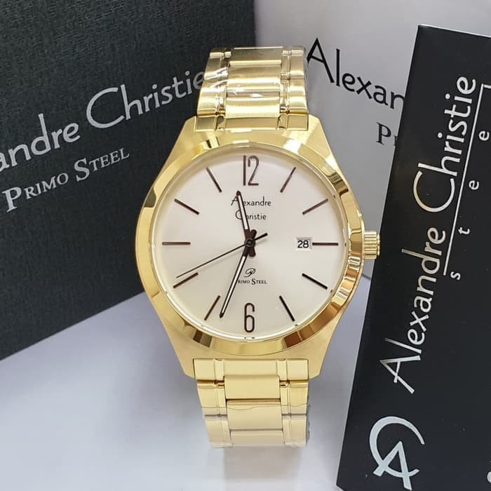 Jam Tangan Pria Alexandre Christie AC1009 AC 1009 Gold Original Garansi Resmi