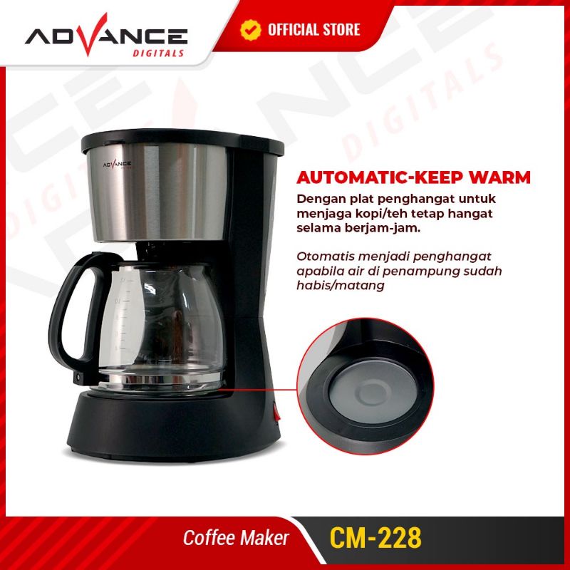 Advance Coffee Maker 1.5L  Mesin Pembuat Kopi CM-228 Garansi Resmi Advance 1 Tahun