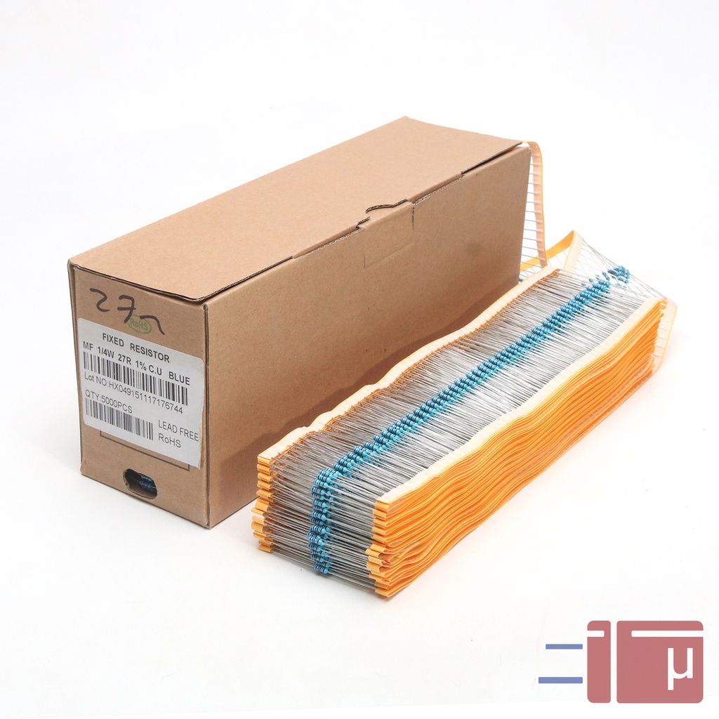 x10 Resistor 27R 27 Ohm 1/4W Metal Film 1% Taiwan Kaki Tembaga