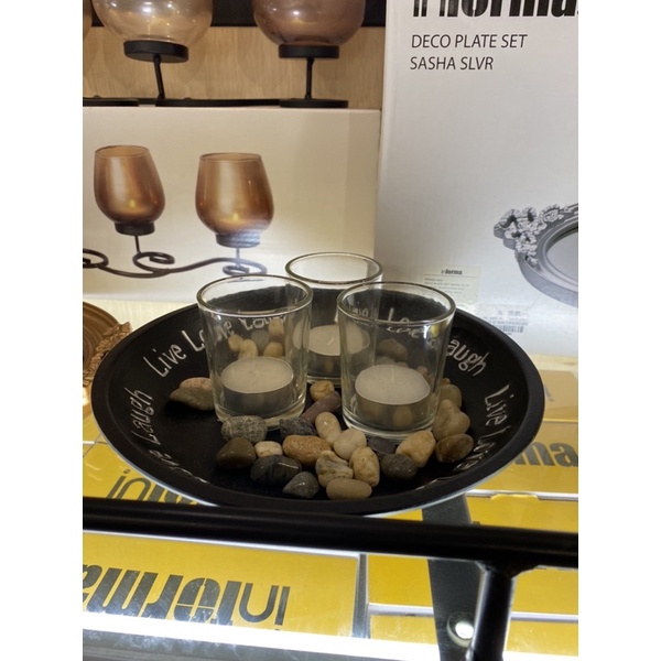 INFORMA DECO PLATE SET CH STONES BLACK ( DECO TEMPAT LILIN 1 SET DENGAN TATAKAN)