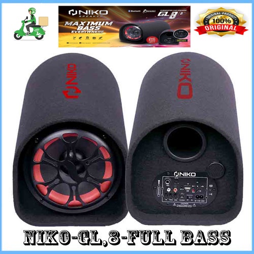 NIKO GL8 - Speaker Tabung 8 inch - Subwoofer Car speaker GL 8 - Bluettooh,Radio,USB/TF,Karaoke AC/DC MANTAP