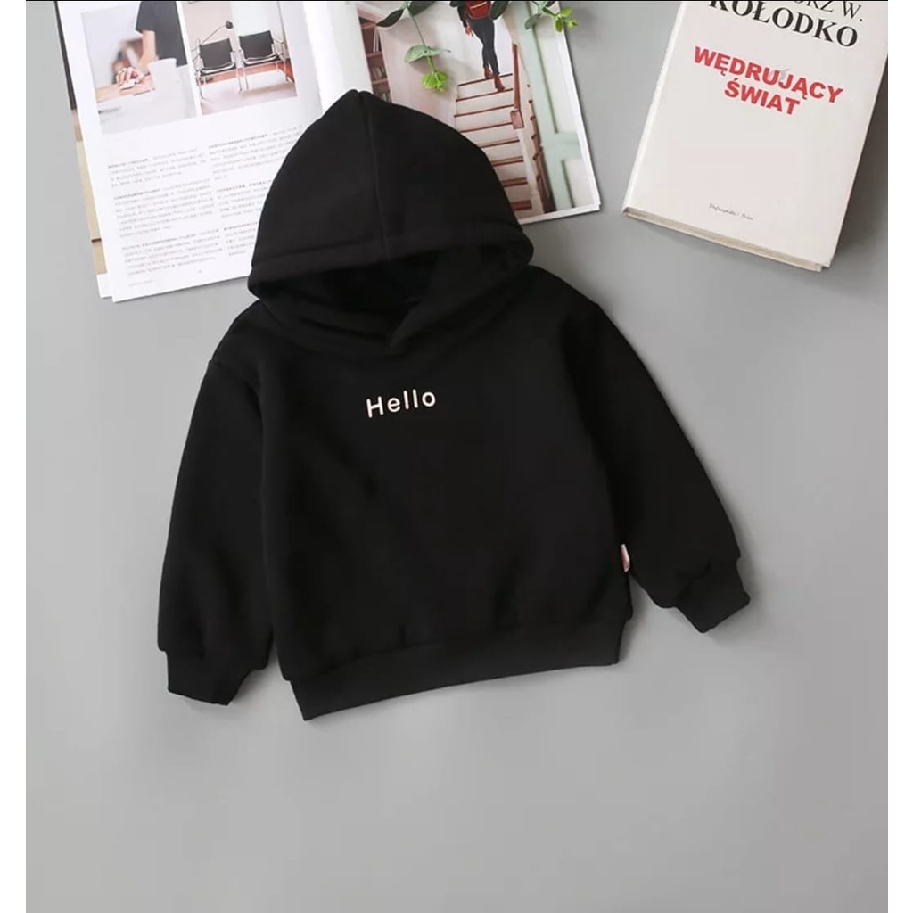 HELLO BORDIR HOODIE ANAK - ATASAN ANAK TEBAL TERLARIS