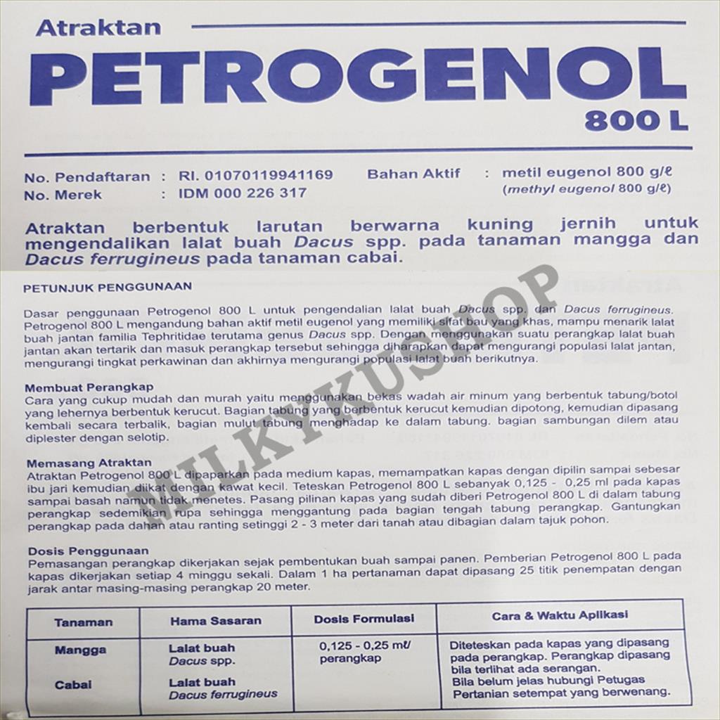 PETROGENOL 800L 5 ML PERANGKAP LALAT BUAH INSEKTISIDA