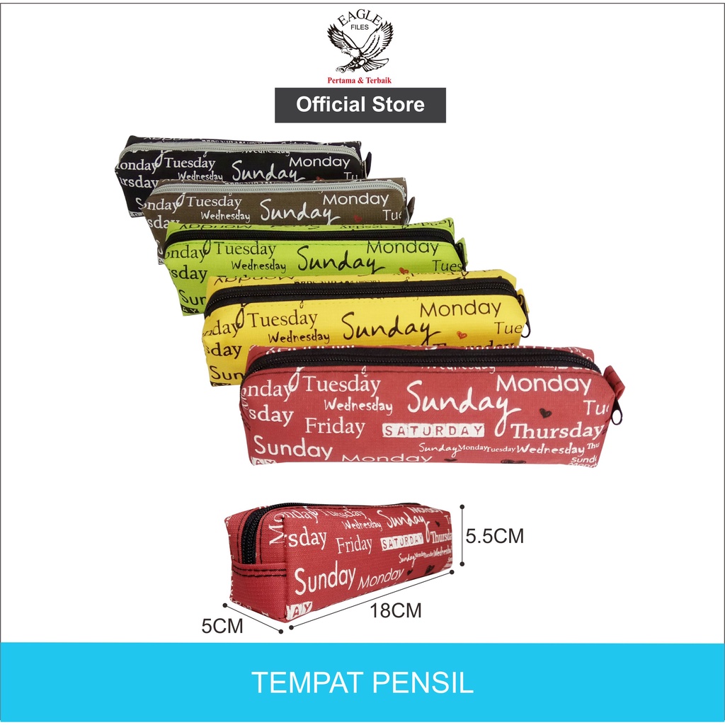 

TOMEX Tempat Pensil Kain Motif SUNDAY MONDAY/ Kotak Pensil / Tepak Pensil / Pencil Case