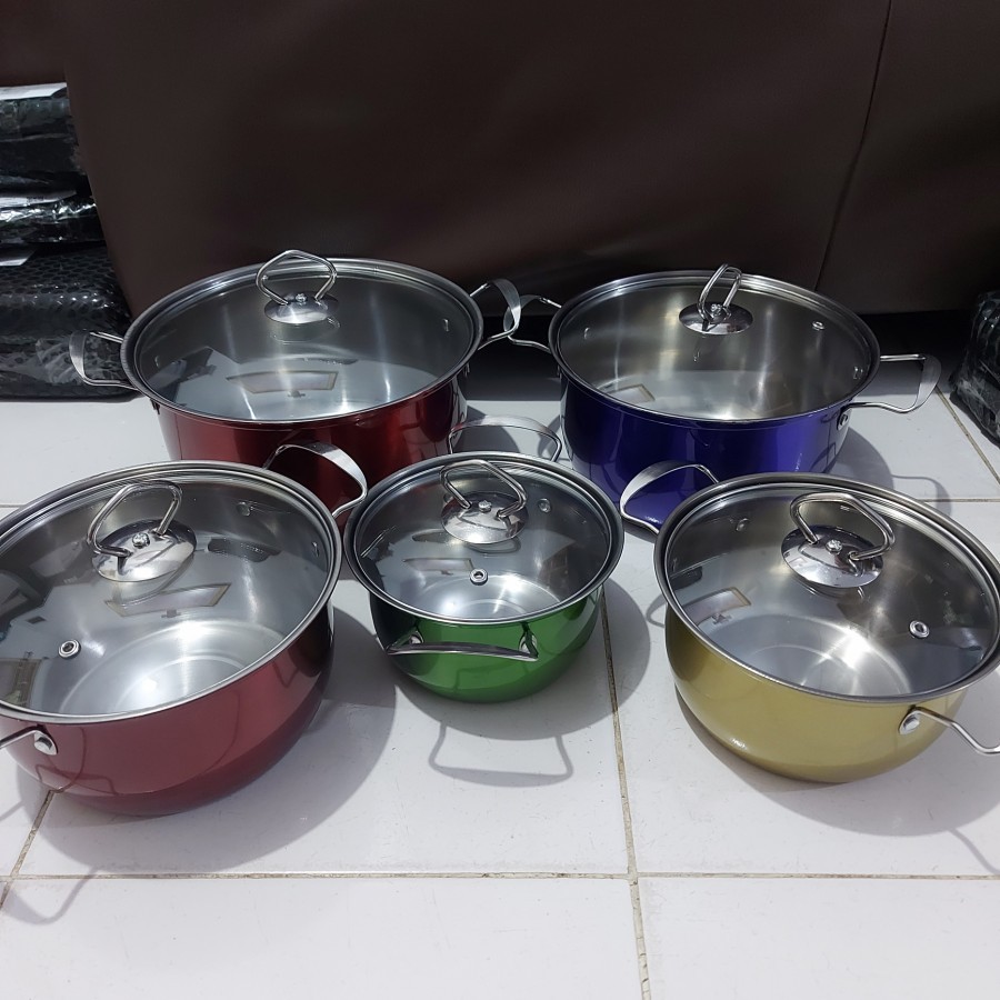 Panci Stainless 10 Pcs Dengan Tutup - Dutch Oven 10 Pcs Set