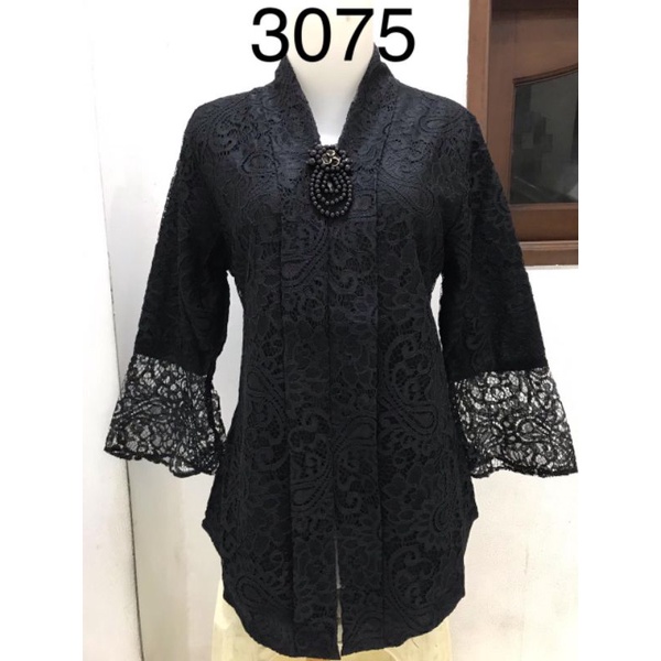 3075 Kebaya bros full brukat alexuez kartini hitam