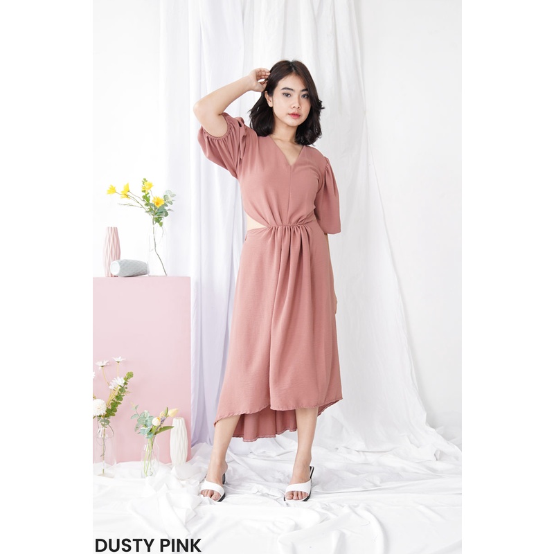 Zec Cut Out Dress Casual Party Wanita