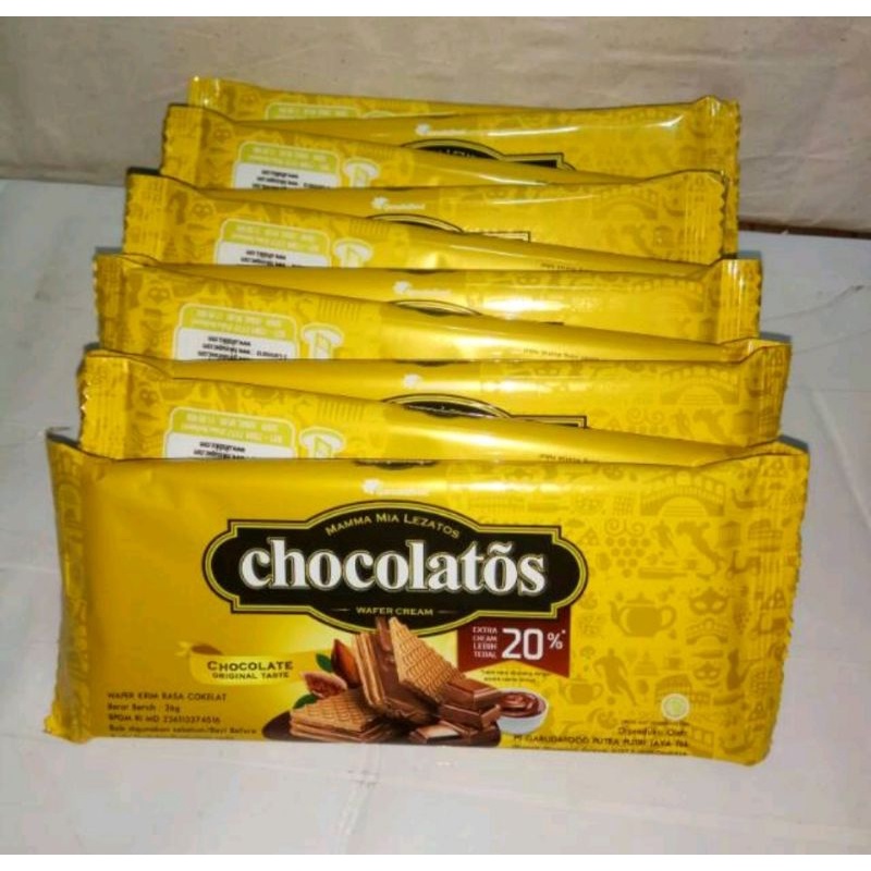 

Chocolatos wafer Chocolate original 22gr isi 10 pcs