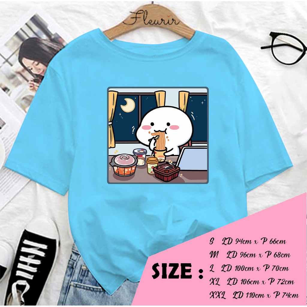 FLEURIR - KAOS OVERSIZE PENTOL MAKAN KATUN  KAOS WANITA DEWASA LENGAN PENDEK TEE UNISEX JUMBO