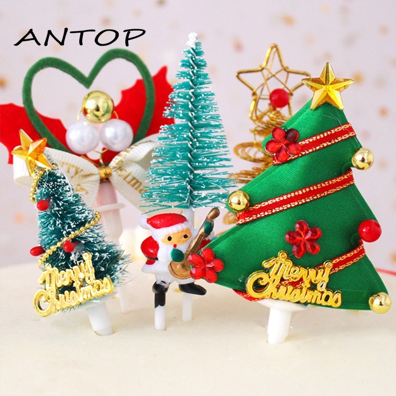 Hiasan Kue Topper Dekorasi Natal Tiga Dimensi Pohon Natal Garland 3D Adegan Kartu Dekorasi ANTOP