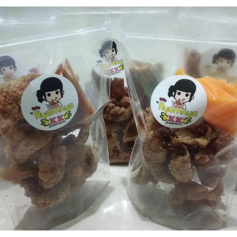 

Kulit Ayam Krispy non msg dengan saus pedas