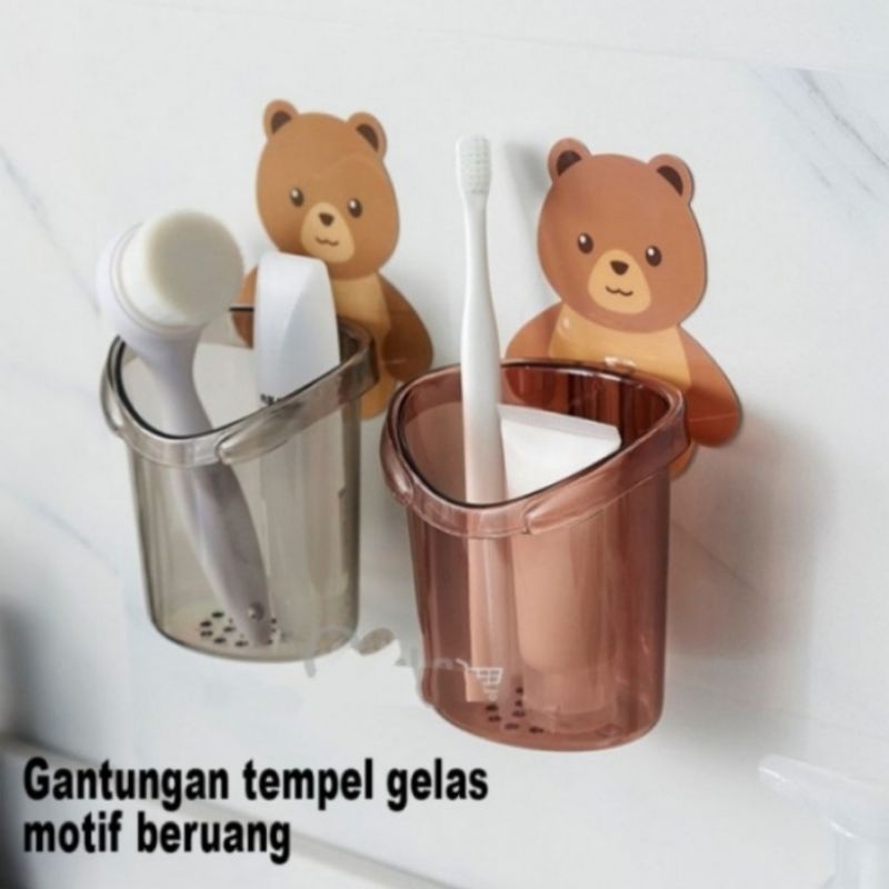 Tempat sikat gigi bear tempel dinding kamar mandi rak sikat gigi