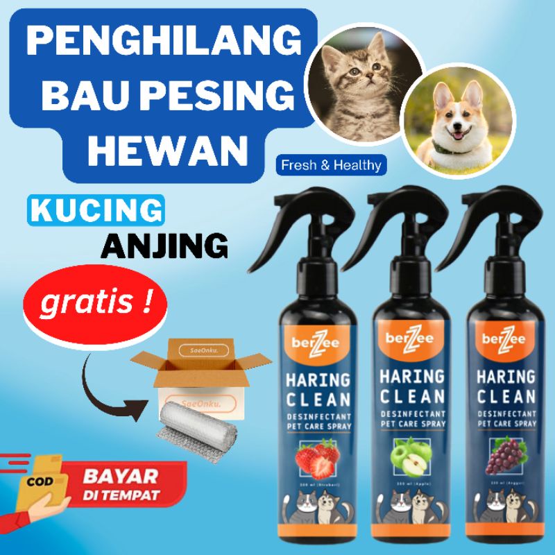 (HARING CLEAN) BerZee Penghilang Bau Kotoran Kucing Anjing / Pet Odor Remover Penghilang Bau Pesing Pup Pipis Kucing / Pewangi Pasir Gumpal Kucing