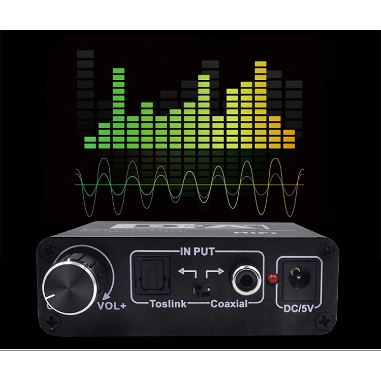 Konverter DAC Coaxial &amp; Toslink ke 3.5mm AUX RCA - Black