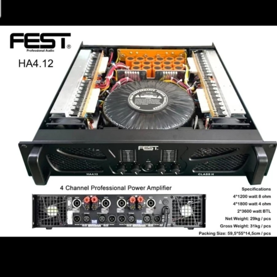 Power audio fest ha4.12 amplifier ha4 12 4CH ORIGINAL