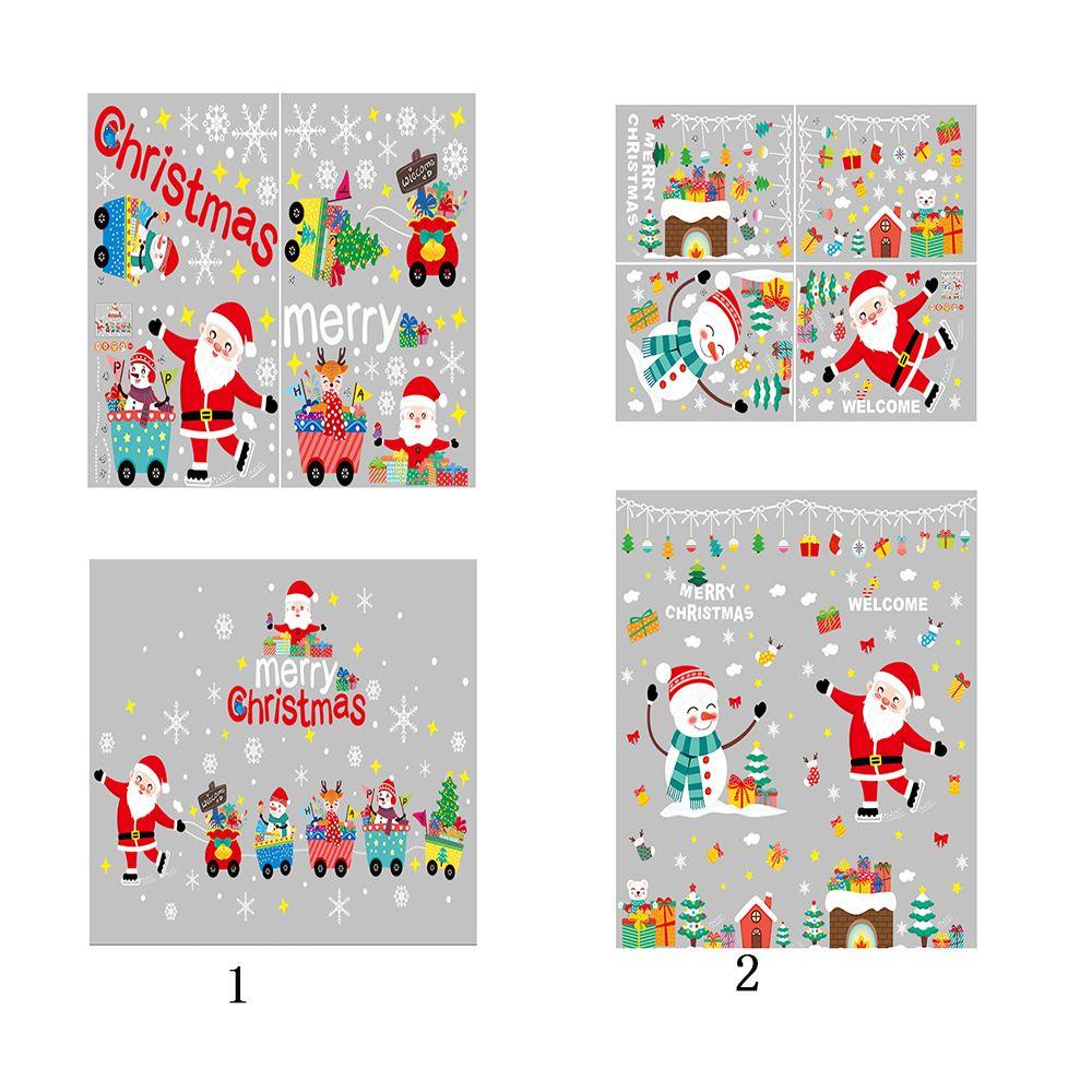 R-bunga Stiker Jendela Natal Christmas Decoration Santa Rusa Statis Sticker