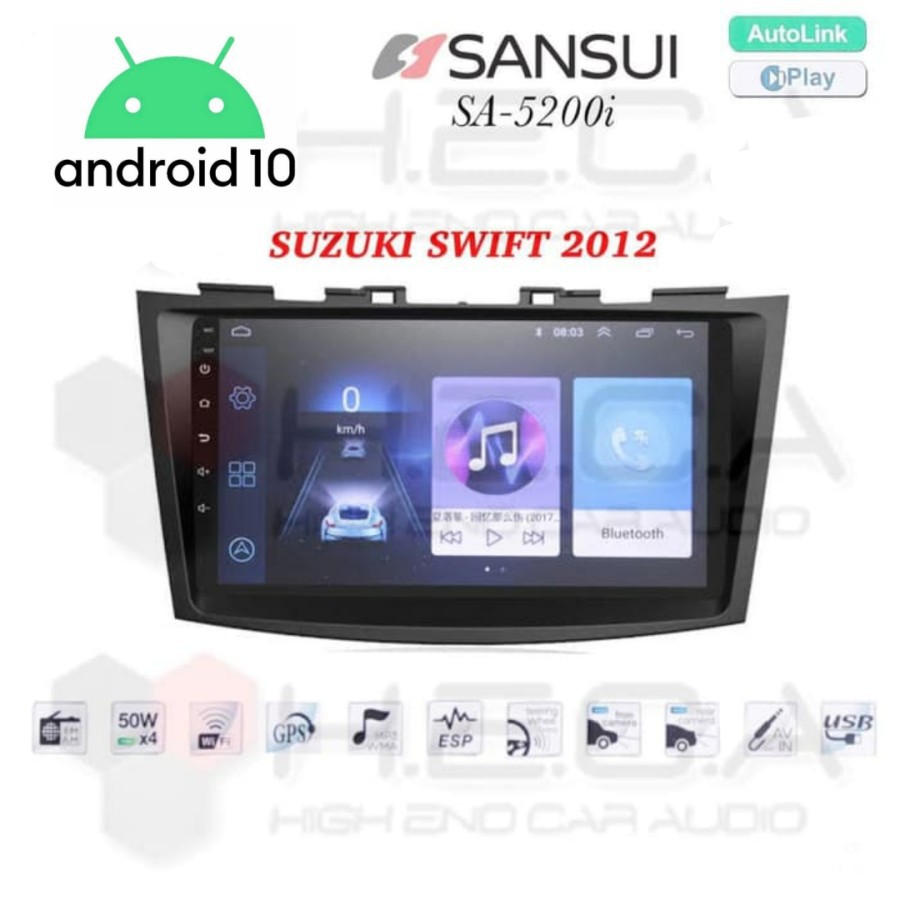 SANSUI SA-5200i Android 9 inch Swift / Ertiga 2012 Head Unit Double Din TV Tape Mobil