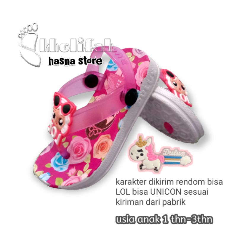 sandal anak jepit tali belakang lol/unicon Dulux 283e (3c)