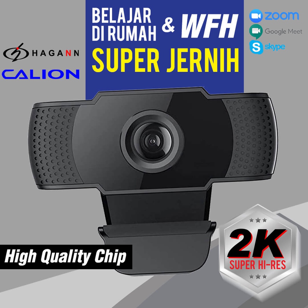 Webcam 2K PC Komputer Laptop Dual Mic Microphone Video Sangat Jernih | Web Cam Calion CAL-3020WC