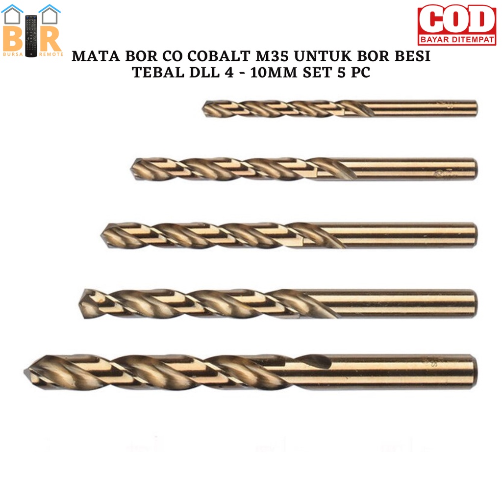 SET 5pcs Mata Bor HSS Co M35 Kobalt Twist mata Bor untuk Logam Baja Besi Aluminium Alat Baja 4-10MM