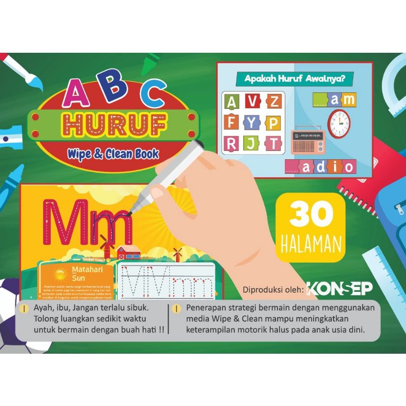 Konsep Wipe Clean Book ABC Huruf Buku Edukasi Anak Belajar Menulis