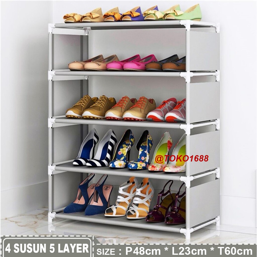 Rak Sepatu Portable Tempat Sendal Shoes Rack 4 Susun 5 Layer Shopee Indonesia