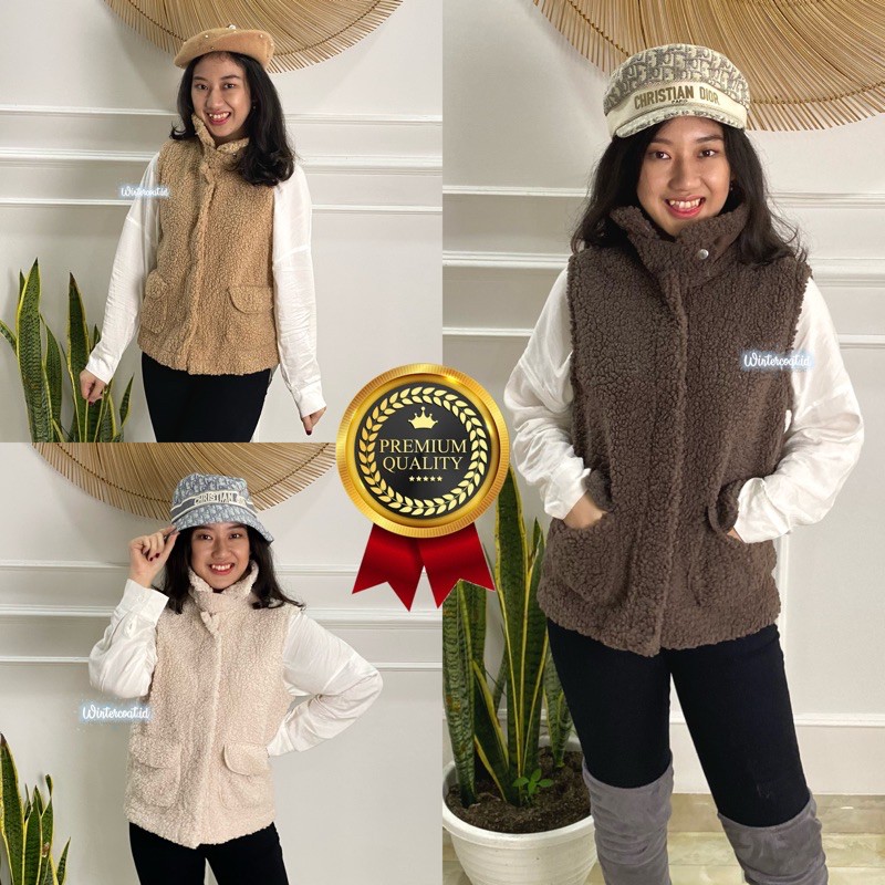 Fur vest import Maya rompi hangat wanita gunung korea style korean tebal bulu winter musim dingin