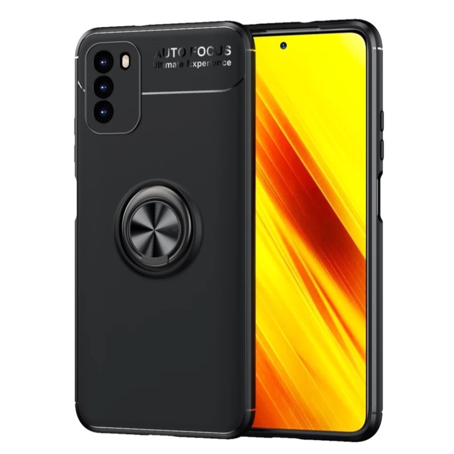 Xiaomi Poco M3 PocoM3 Invisible I Ring iRing Soft Case Cover TPU Free Tempered Glass