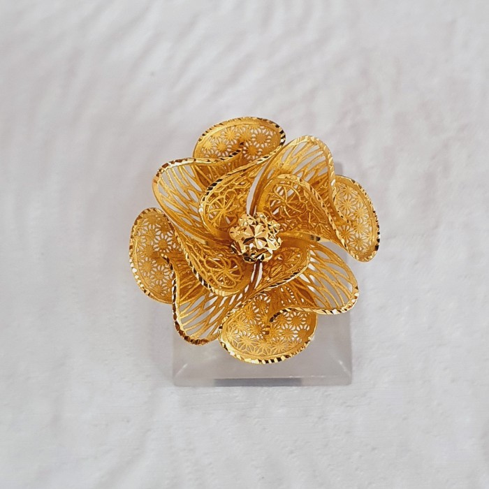 cincin model kendarian bunga tanpa mata emas 70% 700 70 %