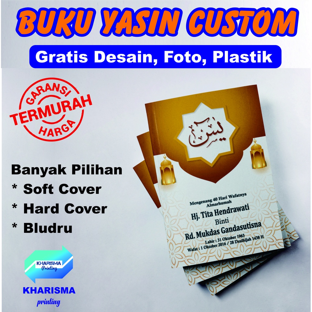 Cetak Buku Yasin dan Tahlil free foto custom murah