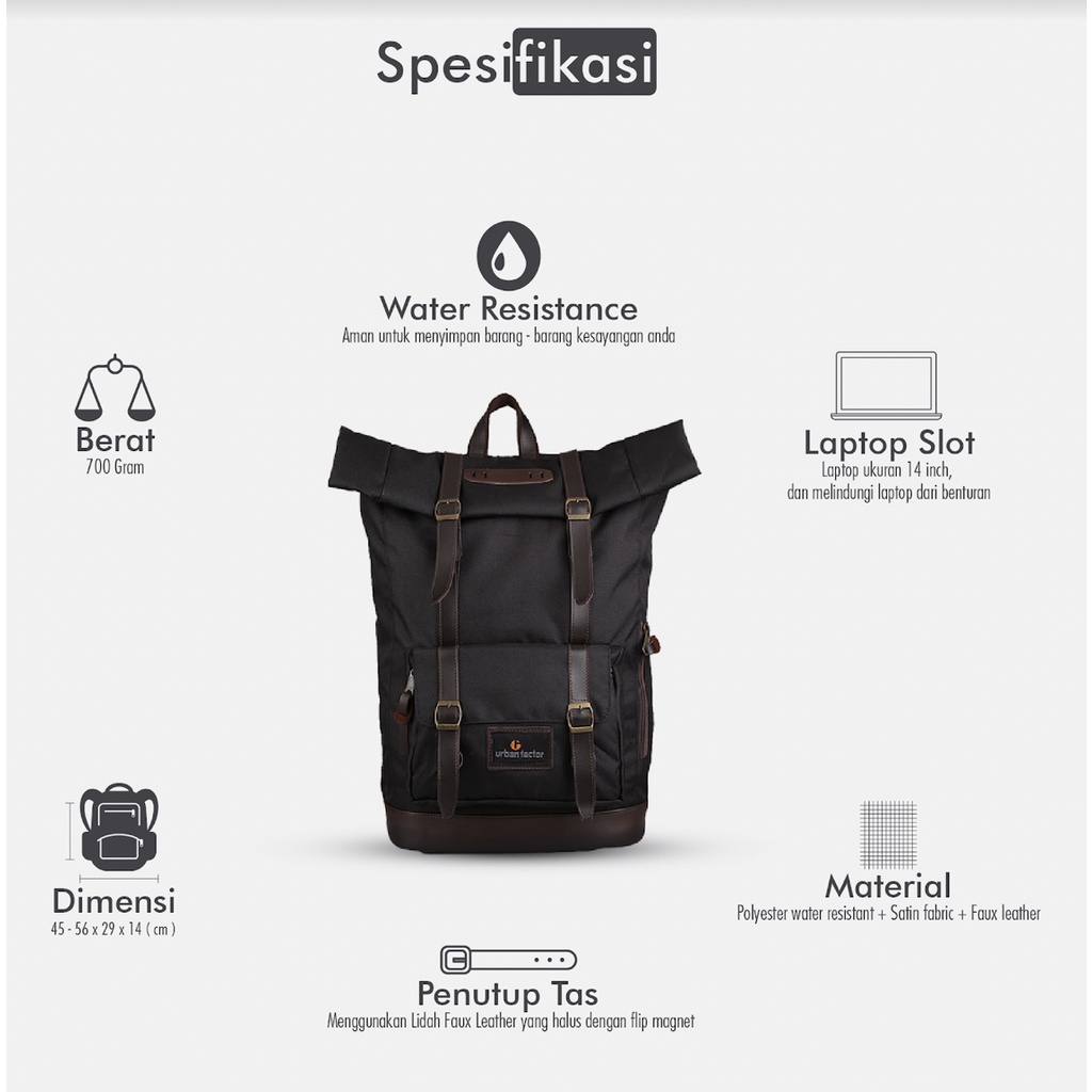 JAM SESSION BLACK |ManNeedMe x URBAN| Tas Ransel Punggung Pria Wanita Tas Backpack ORIGINAL