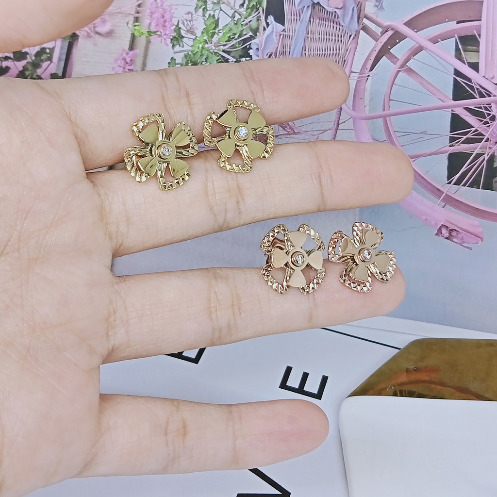 Anting Tusuk Titanium Putar Kipas Fashion Rose Gold - BE360