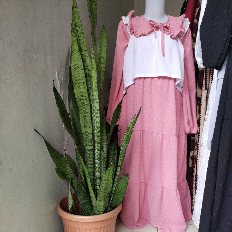 ZULFA MIDI DRESS URAGIRI CRINKLE DRESS RUBI DRESS RUBI GAMIS KOREAN DRESS SAILOR MOON CRINCLE DRESS