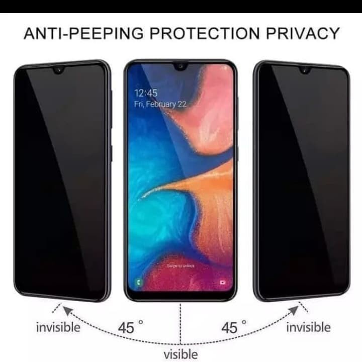 VIVO V23e Y21A Y21T Y21 2021 Y21S  S Y51 Y51 A Y51A Z1 PRO Y81 Y83 TEMPERED GLASS ANTI SPY PRIVACY, KACA HITAM GELAP TEMPRED SCREEN GUARD FULL COVER PELINDUNG LAYAR FULL SCREEN V23 E 5G