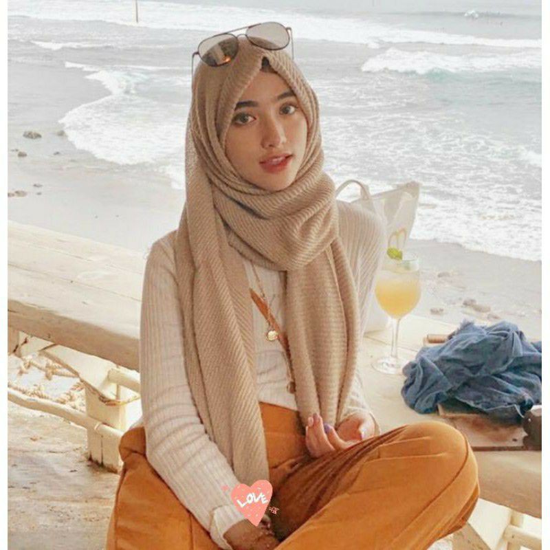 Pleated Shawl waffle pashmina plisket pashmina premium impor