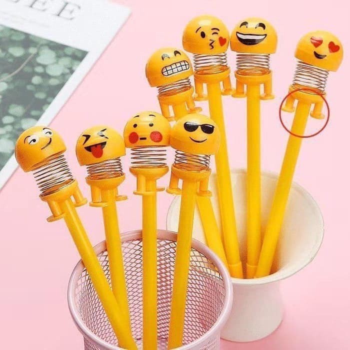 INFY Pena Motif Emoticon Kepala Goyang Pulpen Shaking Head Pen Bouncing Gel Doll Fashion R163 Import