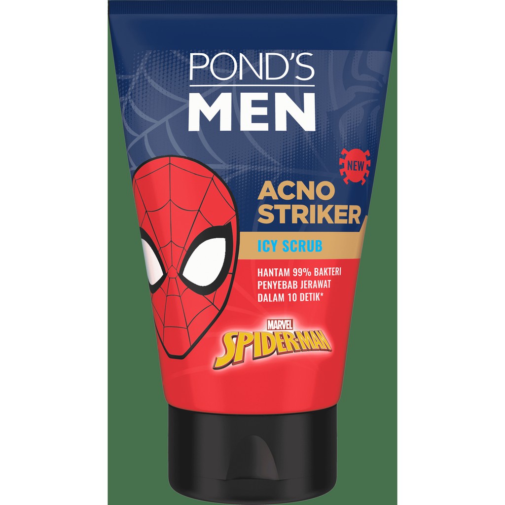 Ponds Men Facial Wash Acno Striker Scrub &amp; Oil Crusher Foam 100g Spiderman Edition