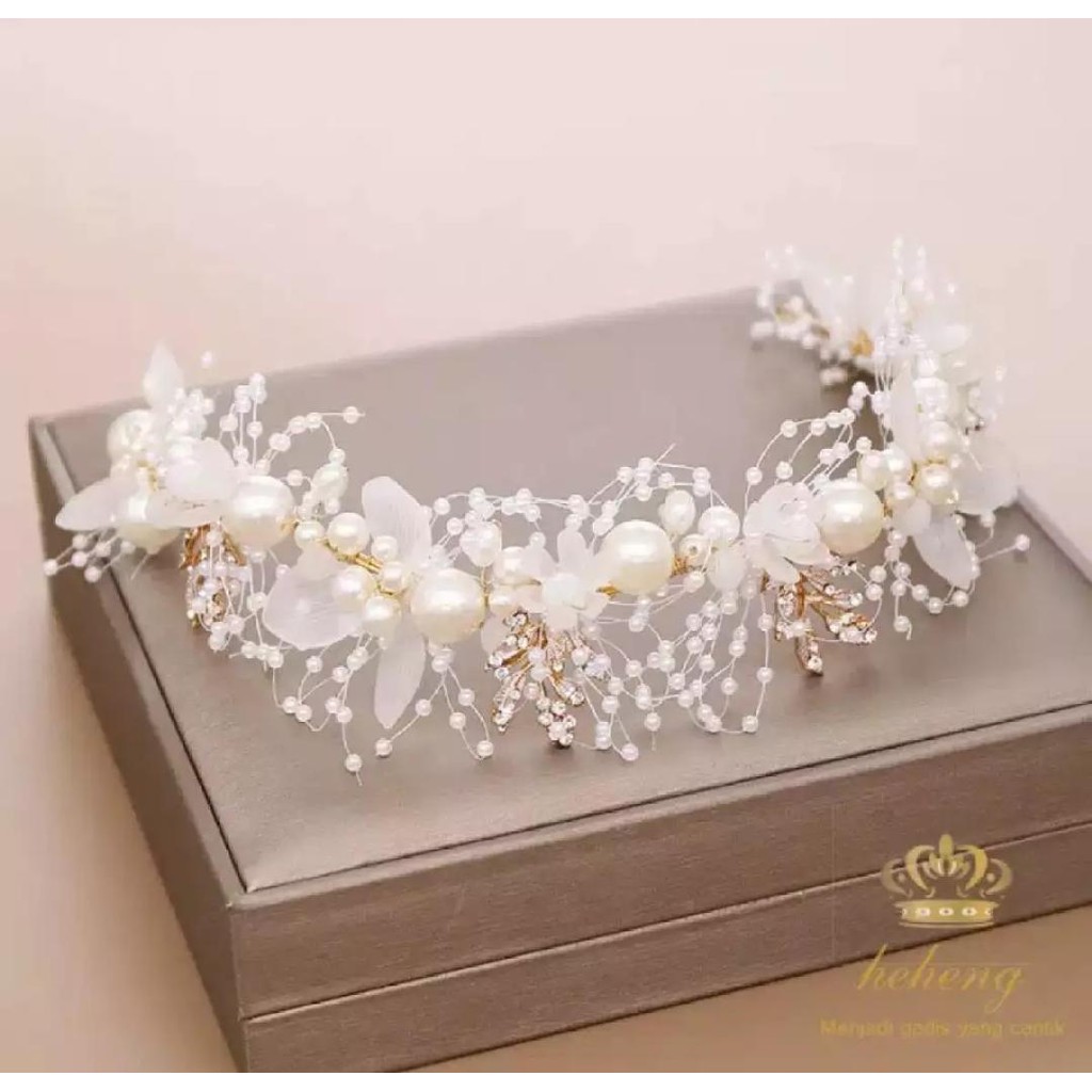 White Headpiece - Mahkota Mutiara Pengantin - Aksesoris Rambut