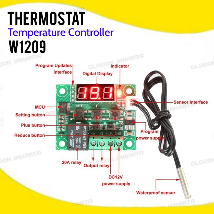 Thermostat Temperature Controller 12V DC Digital Termostat W1209